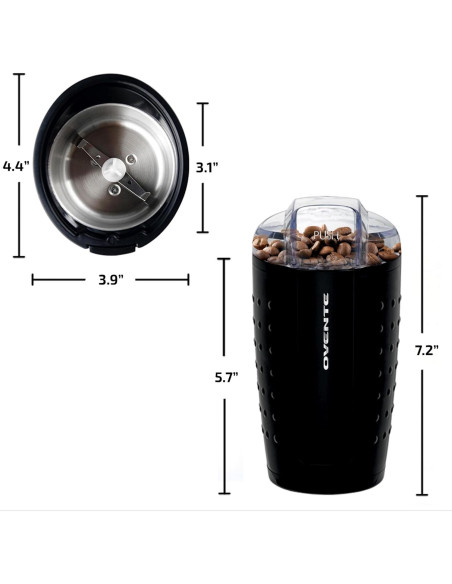 Molino de Café Eléctrico OVENTE CG225, 70g, Acero Inoxidable, Negro Molino de Café Eléctrico OVENTE CG225, 70g, Acero Inoxidable, Negro