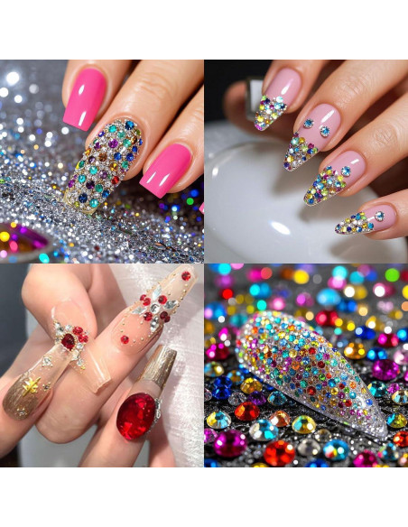 Mezcla de 1440 gemas acrílicas Aguamarina AB 3-10mm para manualidades