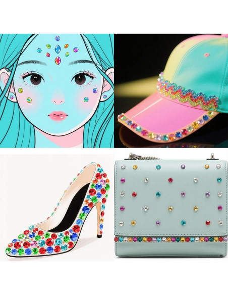 Mezcla de 1440 gemas acrílicas Aguamarina AB 3-10mm para manualidades