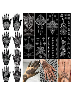 Kit de Tatuajes Temporales de Henna Xmasir - 16 Hojas Reutilizables