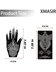 Kit de Tatuajes Temporales de Henna Xmasir - 16 Hojas Reutilizables 2