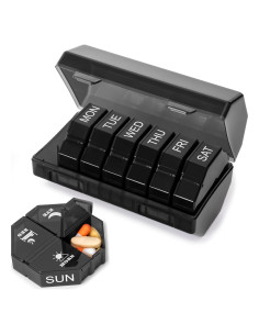 Organizador Semanal de Pastillas Yaklim 28 Compartimentos Negro