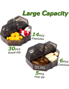 Organizador Semanal de Pastillas Yaklim 28 Compartimentos Negro 2
