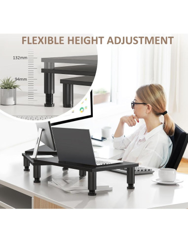 Soporte Doble para Monitor AX WABER Ajustable Negro 43.9x32.5cm