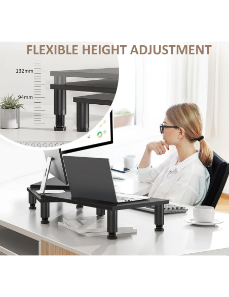 Soporte Doble para Monitor AX WABER Ajustable Negro 43.9x32.5cm