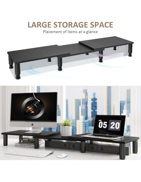 Soporte Doble para Monitor AX WABER Ajustable Negro 43.9x32.5cm