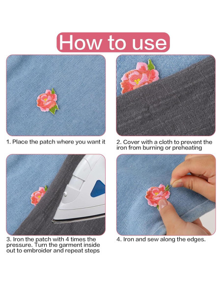 15 Piezas Parche Bordado Flores KALIONE para Planchar y Coser 15 Piezas Parche Bordado Flores KALIONE para Planchar y Coser