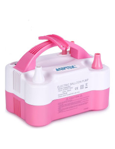 Bomba de Aire Eléctrica AGPtEK para Globos 600W Rosa y Blanca
