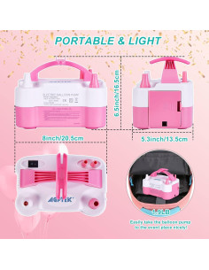 Bomba de Aire Eléctrica AGPtEK para Globos 600W Rosa y Blanca 2