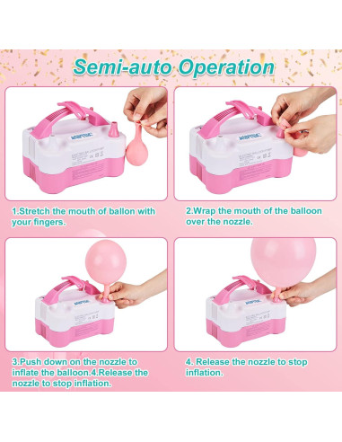 Bomba de Aire Eléctrica AGPtEK para Globos 600W Rosa y Blanca