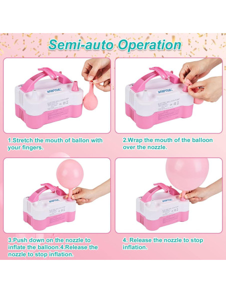 Bomba de Aire Eléctrica AGPtEK para Globos 600W Rosa y Blanca