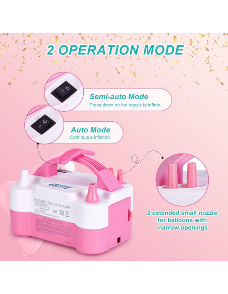 Bomba de Aire Eléctrica AGPtEK para Globos 600W Rosa y Blanca