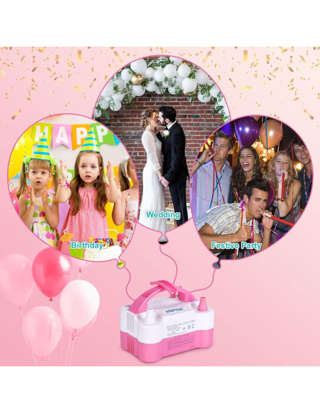Bomba de Aire Eléctrica AGPtEK para Globos 600W Rosa y Blanca