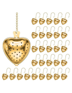 Colador de Té de Acero Inoxidable Sumind 50 Pcs Corazón Oro