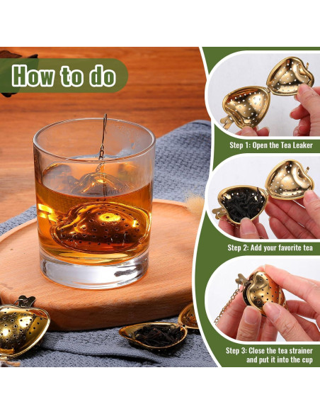 Colador de Té de Acero Inoxidable Sumind 50 Pcs Corazón Oro