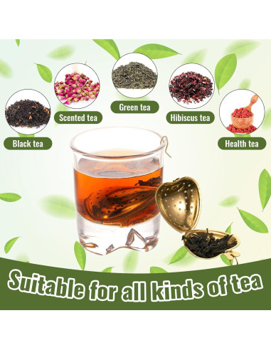 Colador de Té de Acero Inoxidable Sumind 50 Pcs Corazón Oro