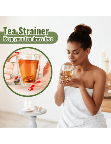 Colador de Té de Acero Inoxidable Sumind 50 Pcs Corazón Oro