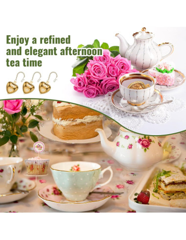 Colador de Té de Acero Inoxidable Sumind 50 Pcs Corazón Oro