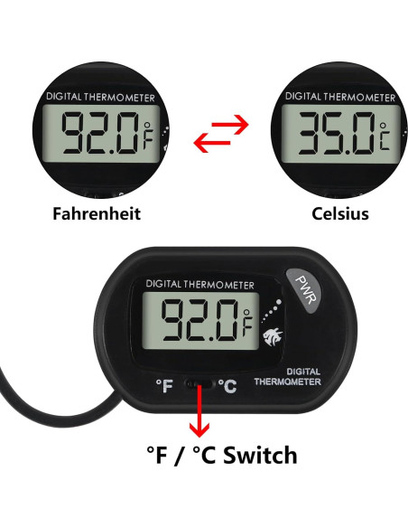 10 Termómetros Digitales de Agua DORHEA para Acuario y Terrario