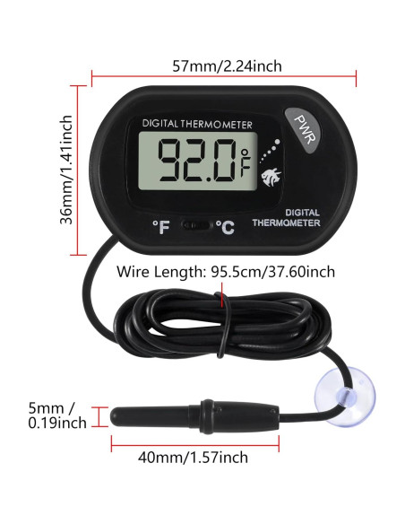 10 Termómetros Digitales de Agua DORHEA para Acuario y Terrario