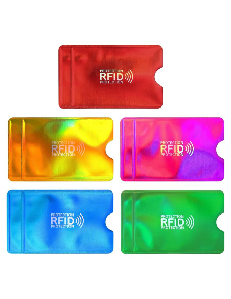 10 Fundas Bloqueadoras RFID Aluminio Yuanchu para Tarjetas