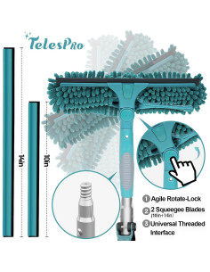 Limpiaparabrisas Telescópico TelesPro 12 Pies con Paños Microfibra 2
