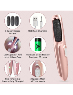 Removedor de Callos Eléctrico Cuídame PL22 - Lima Recargable Oro Rosa 2