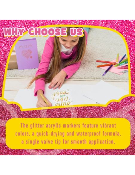 12 Marcadores Brillantes de Glitter Pagather 0.7mm Punta Fina