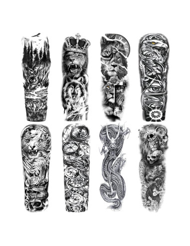 Tatuajes Temporales de Manga Completa Briyhose - 8 Hojas