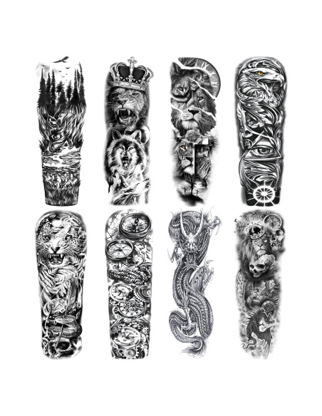 Tatuajes Temporales de Manga Completa Briyhose - 8 Hojas