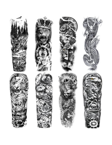 Tatuajes Temporales de Manga Completa Briyhose - 8 Hojas