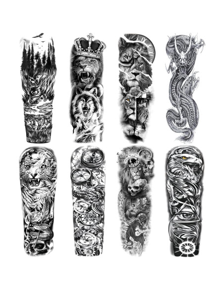 Tatuajes Temporales de Manga Completa Briyhose - 8 Hojas