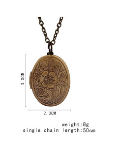 Collar Medallón Vintage Flores Grabadas 50cm para Fotos 2