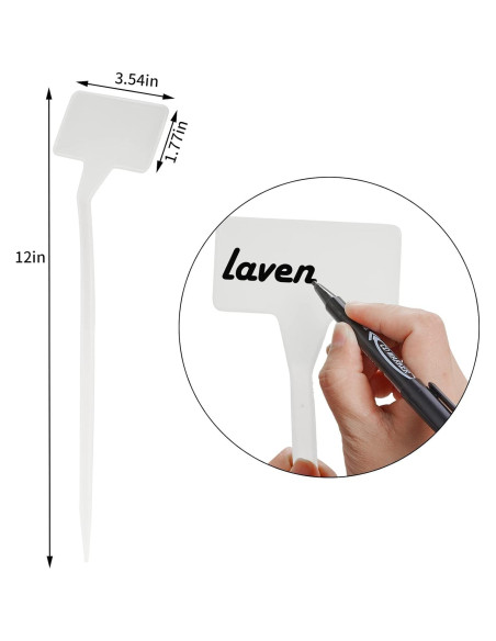 Etiquetas de Planta HOVEOX 24 Pcs Plástico Blanco 30.48 cm