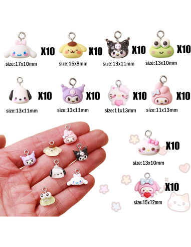 100 Encantos de Resina de Dibujos Animados YOKUSHI para Joyas