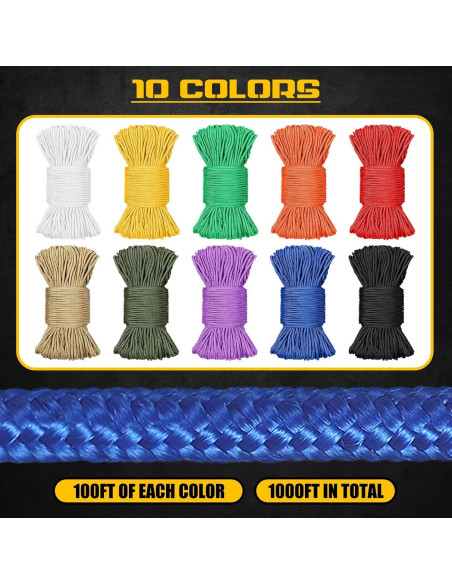 Cuerda Paracord 10 Hilos 30m GliCraft 650kg Nylon 10 Colores