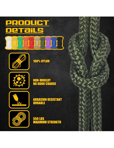Cuerda Paracord 10 Hilos 30m GliCraft 650kg Nylon 10 Colores