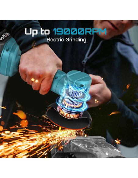 Amoladora Angular Inalámbrica Seesii 21V 19000 RPM 3"