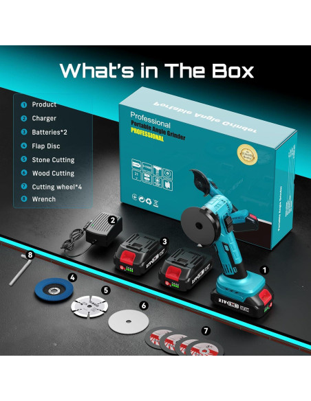 Amoladora Angular Inalámbrica Seesii 21V 19000 RPM 3"