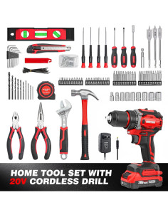 Juego de Herramientas Alloyman 174 Piezas con Taladro 20V 2