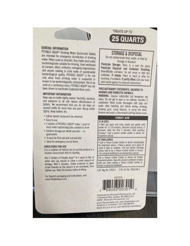 Tabletas Purificadoras de Agua Shield Safety - 50 Unidades