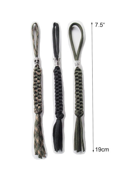Lanyard Paracord AOHOCA para cuchillo - 3 piezas, 19 cm