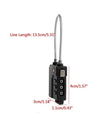 Candado de Combinación TSA Zhovee 4-Pack Negro 3 Dígitos