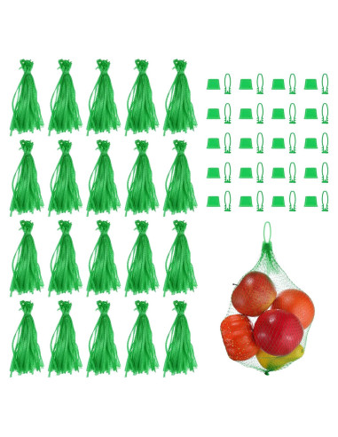 Bolsas de Malla Reutilizables uxcell 30 cm Verde 50 Piezas