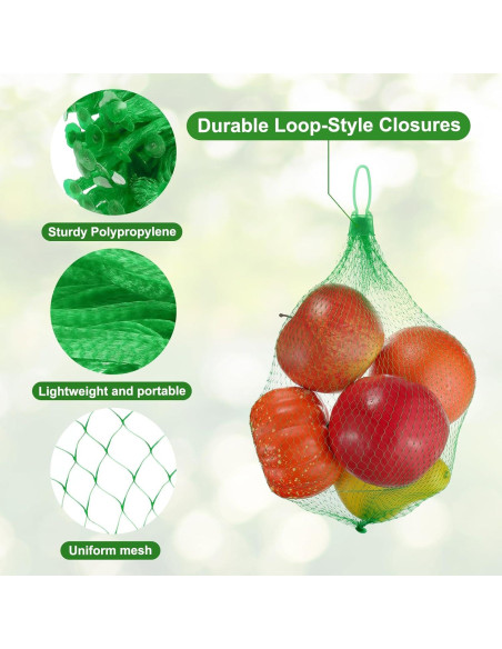 Bolsas de Malla Reutilizables uxcell 30 cm Verde 50 Piezas