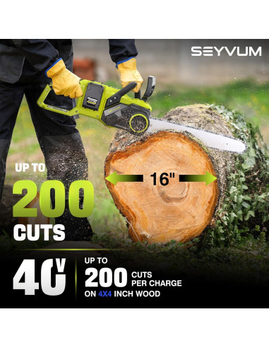 Motosierra Eléctrica Inalámbrica SEYVUM 40V 40.64 cm con 2 Baterías