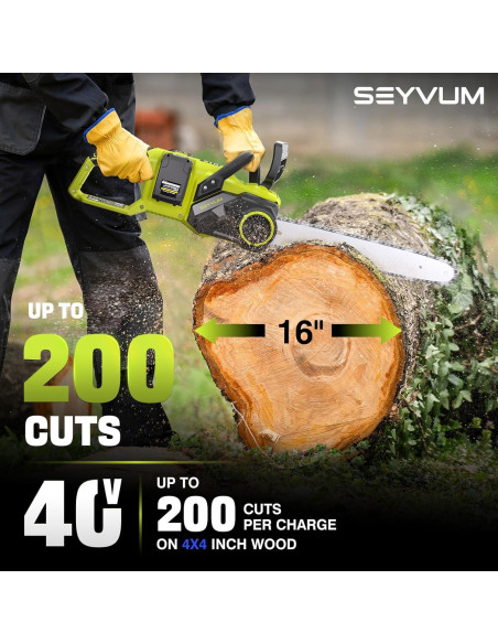 Motosierra Eléctrica Inalámbrica SEYVUM 40V 40.64 cm con 2 Baterías