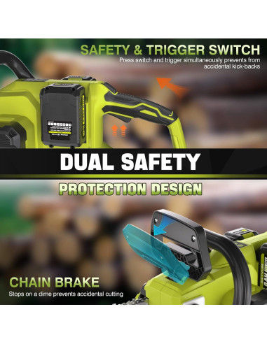 Motosierra Eléctrica Inalámbrica SEYVUM 40V 40.64 cm con 2 Baterías