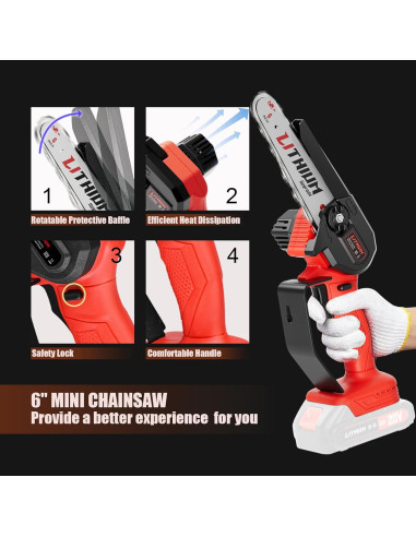 Sierra de Cadena Mini Inalámbrica Fostex 6" 600W Batería Doble