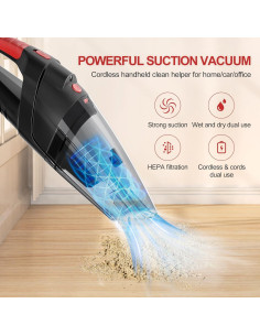 Aspiradora de Mano Tradetop X08 Inalámbrica 6.5KPA HEPA Negra 2